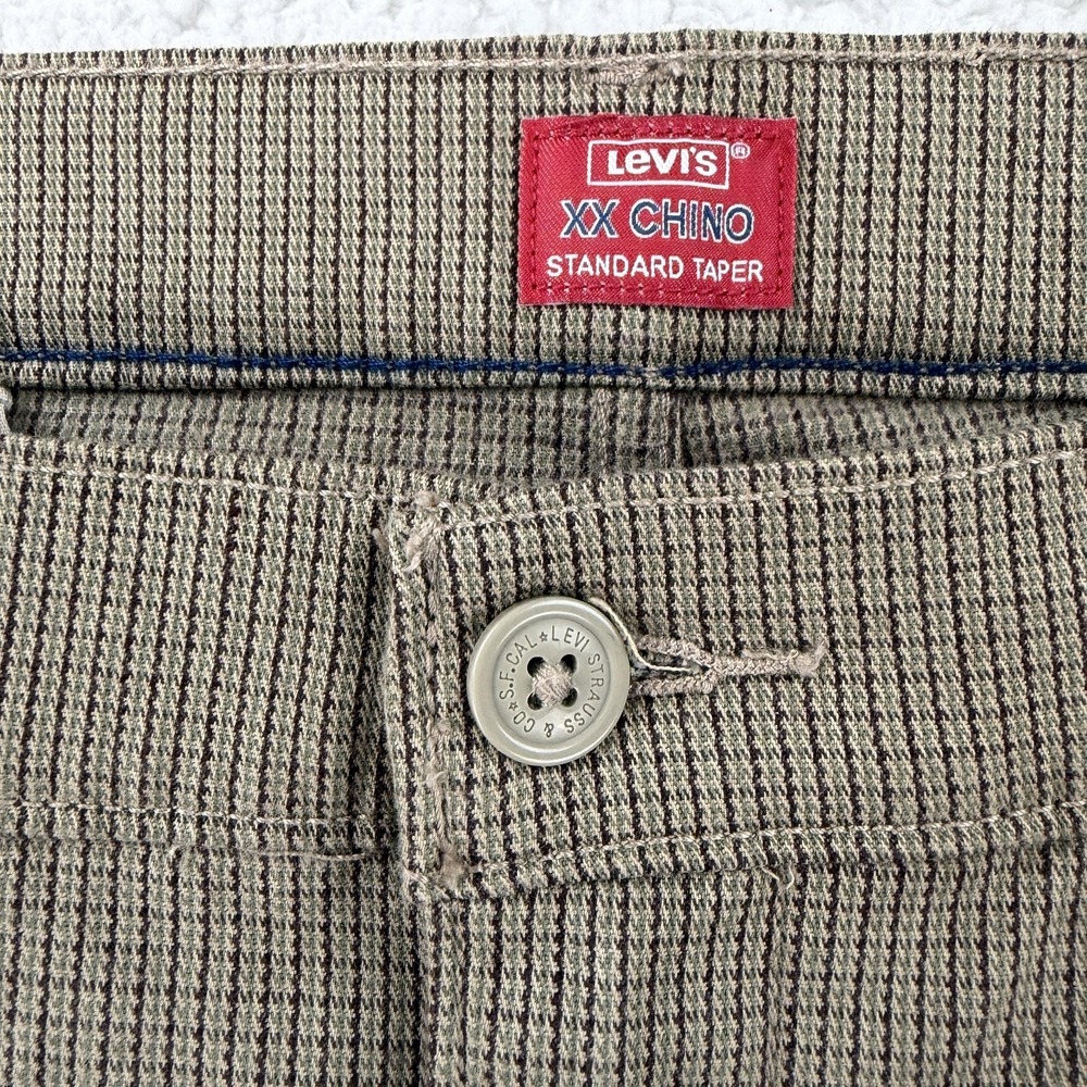 Levis XX Chino Pants Mens 38x30 Brown Slim Fit Stretch Striped Standard Taper - Picture 3 of 9
